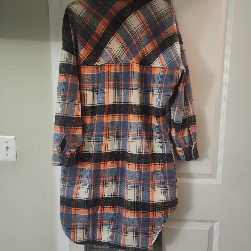 Lucky Brand Checkered Utility Jacket - Blue, Orange, and White - Picture 2 of 2